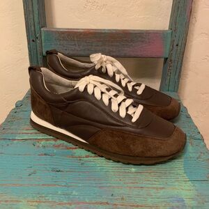 Favorite Daughter Sophia Sneakers Brown Leather Suede Low Top Retro NWOB Size 9